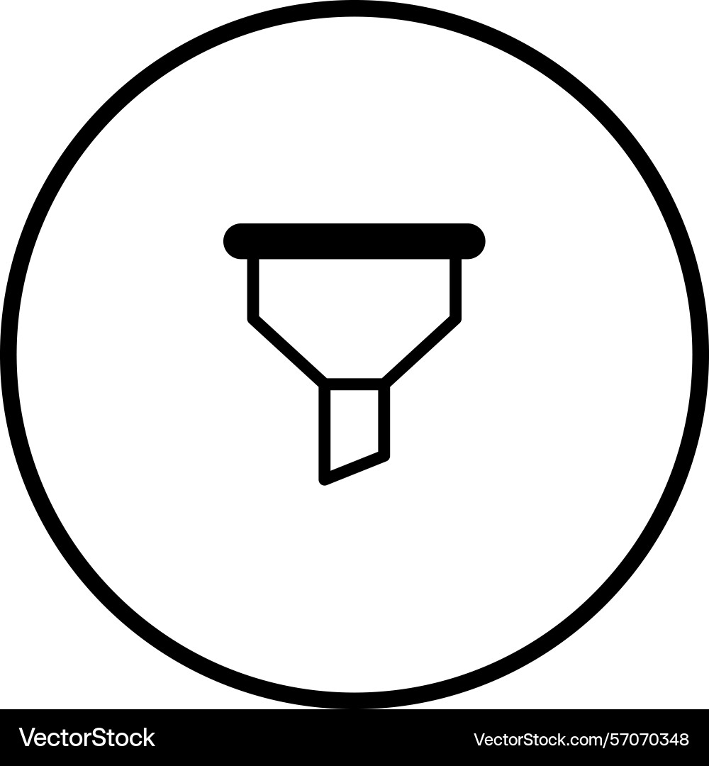Minimalist funnel icon within circle for website Minimalist funnel icon within circle for website Vector Image