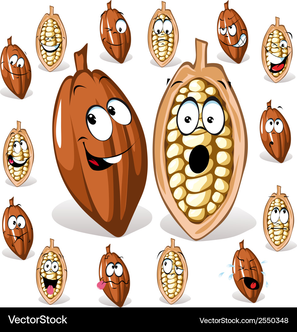 Multiple Cocoa Bean Expressions vector image