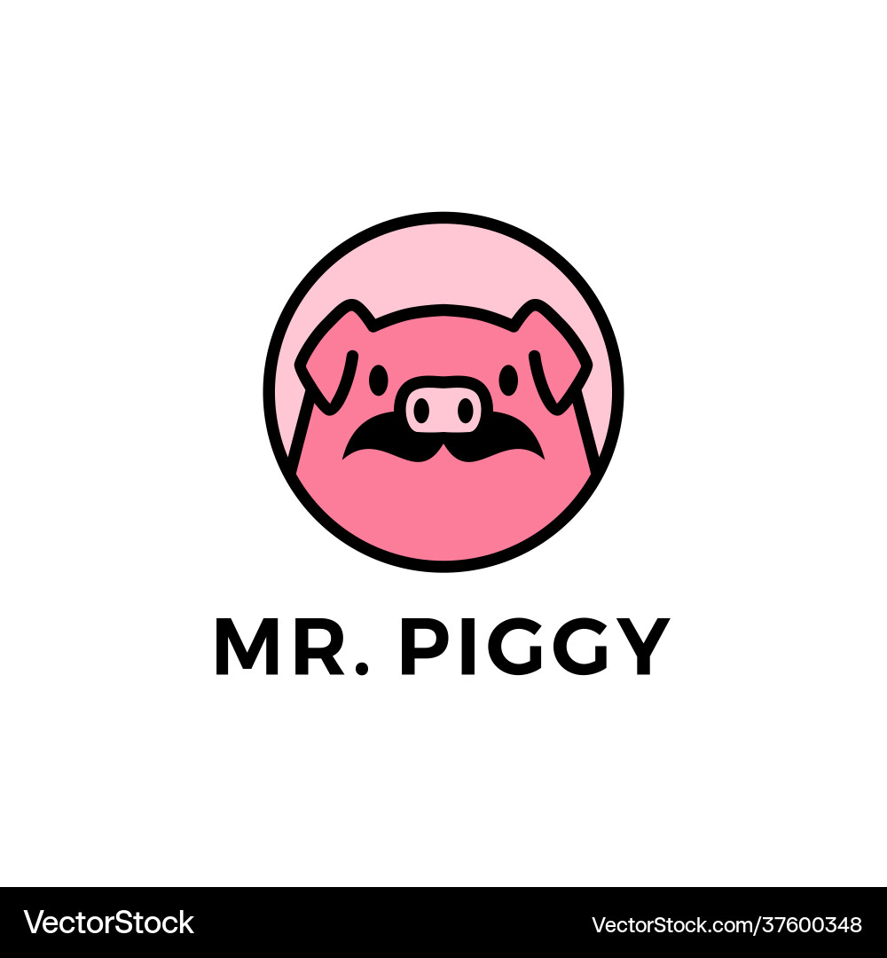 Pig moustache head round emblem logo icon Pig moustache head round emblem logo icon vector image
