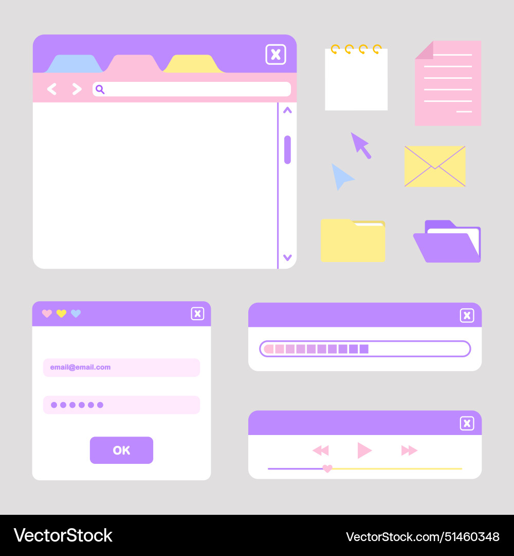 Retro computer interface pastel user Retro computer interface pastel user vector image