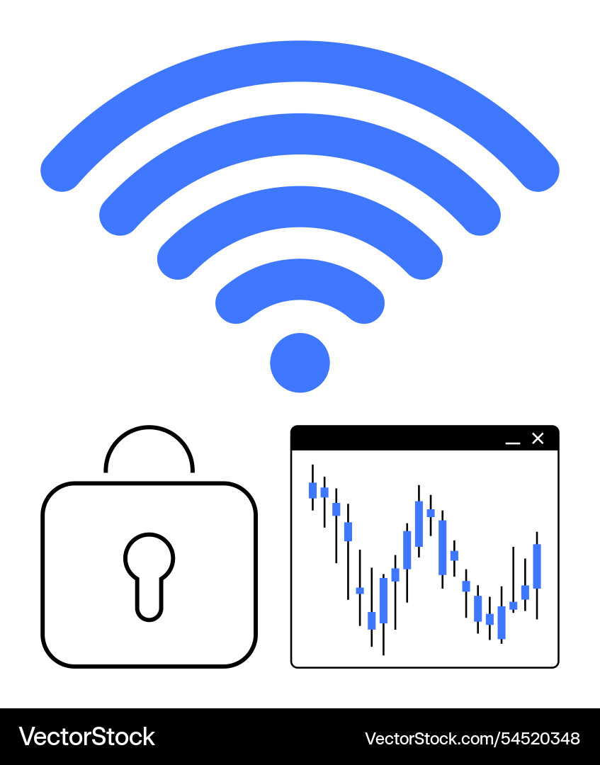 Secure wireless and data analytics indicated Secure wireless and data analytics indicated vector image