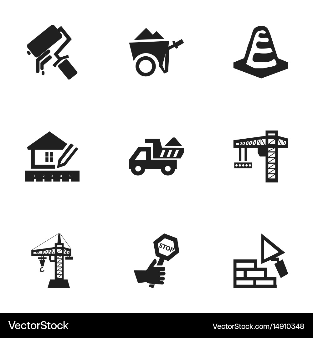 Set of 9 editable building icons includes symbols vector image