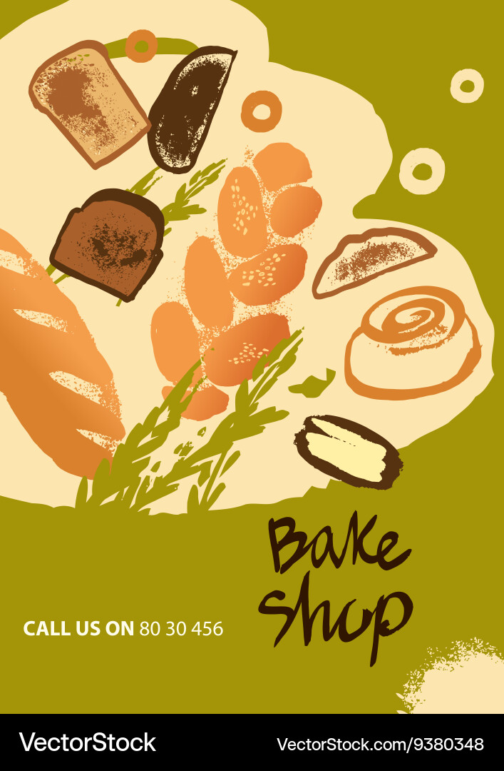 Set of bread and roll for menu vector image