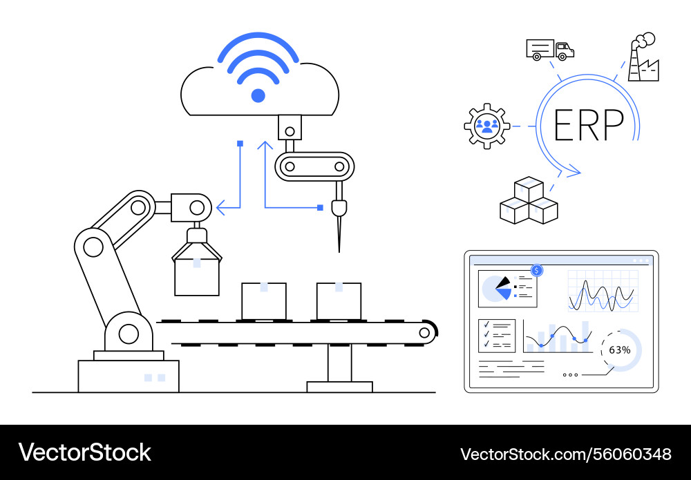 Smart factory automation with cloud connection Smart factory automation with cloud connection vector image