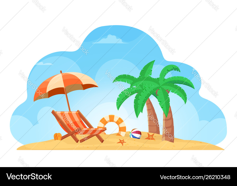 Tropischer Strand Sommer Hintergrund mit Stuhl Tropischer Strand Sommer Hintergrund mit Stuhl vektorbild