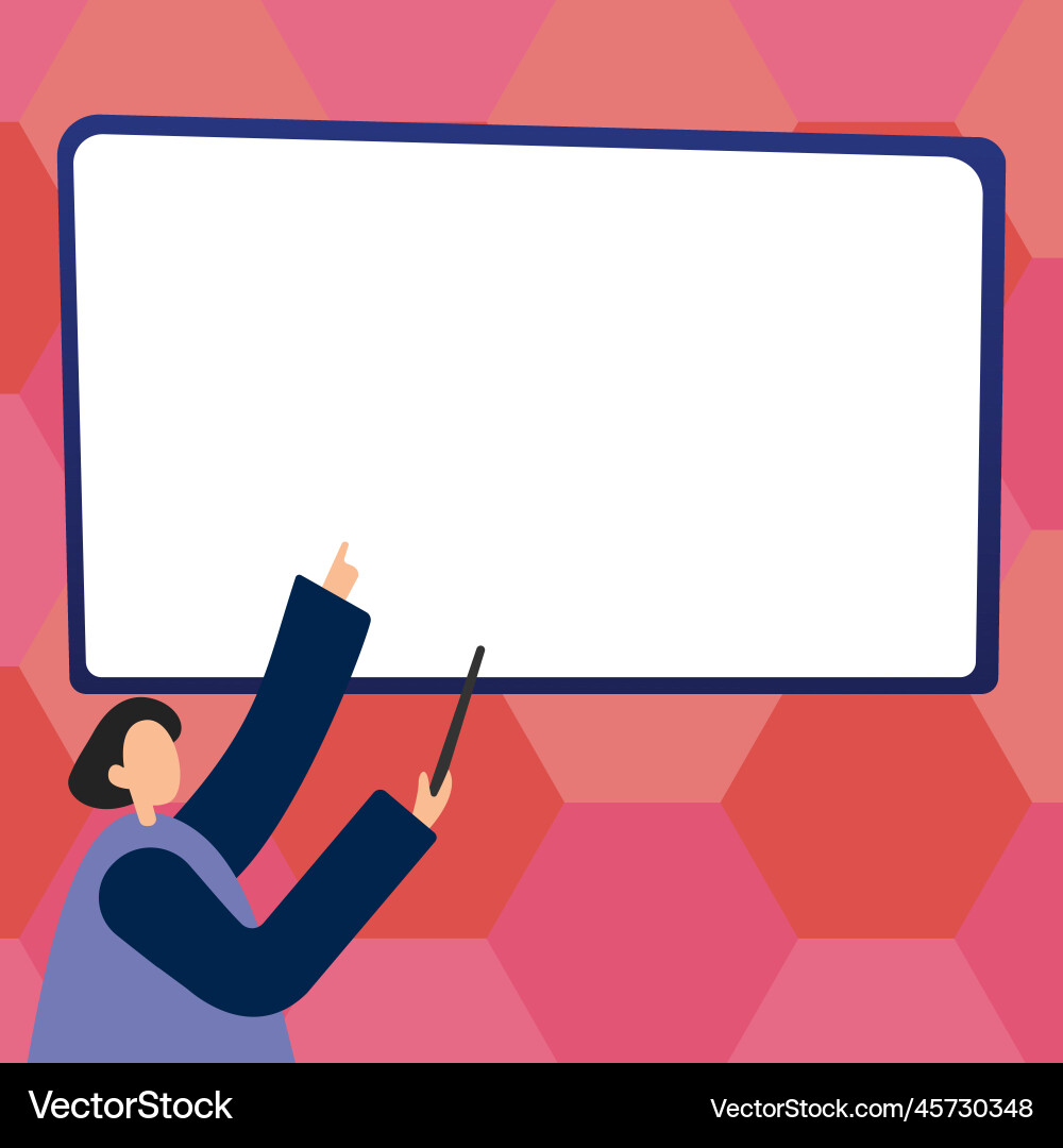 Woman pointing with pointer stick to important Woman pointing with pointer stick to important vector image