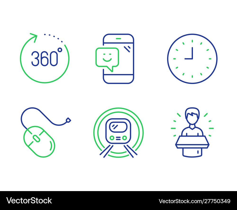 360 degrees computer mouse and smile icons set 360 degrees computer mouse and smile icons set vector image