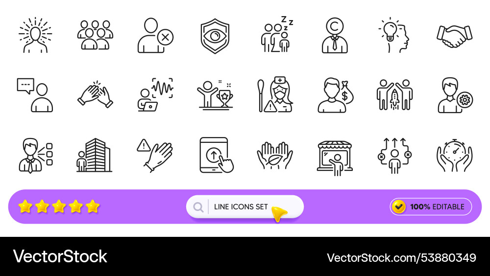 Agent third party and support line icons for web vector image