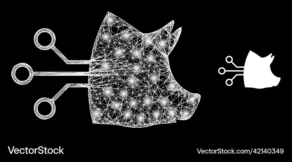 Bright network pig brain interface with Bright network pig brain interface with vector image