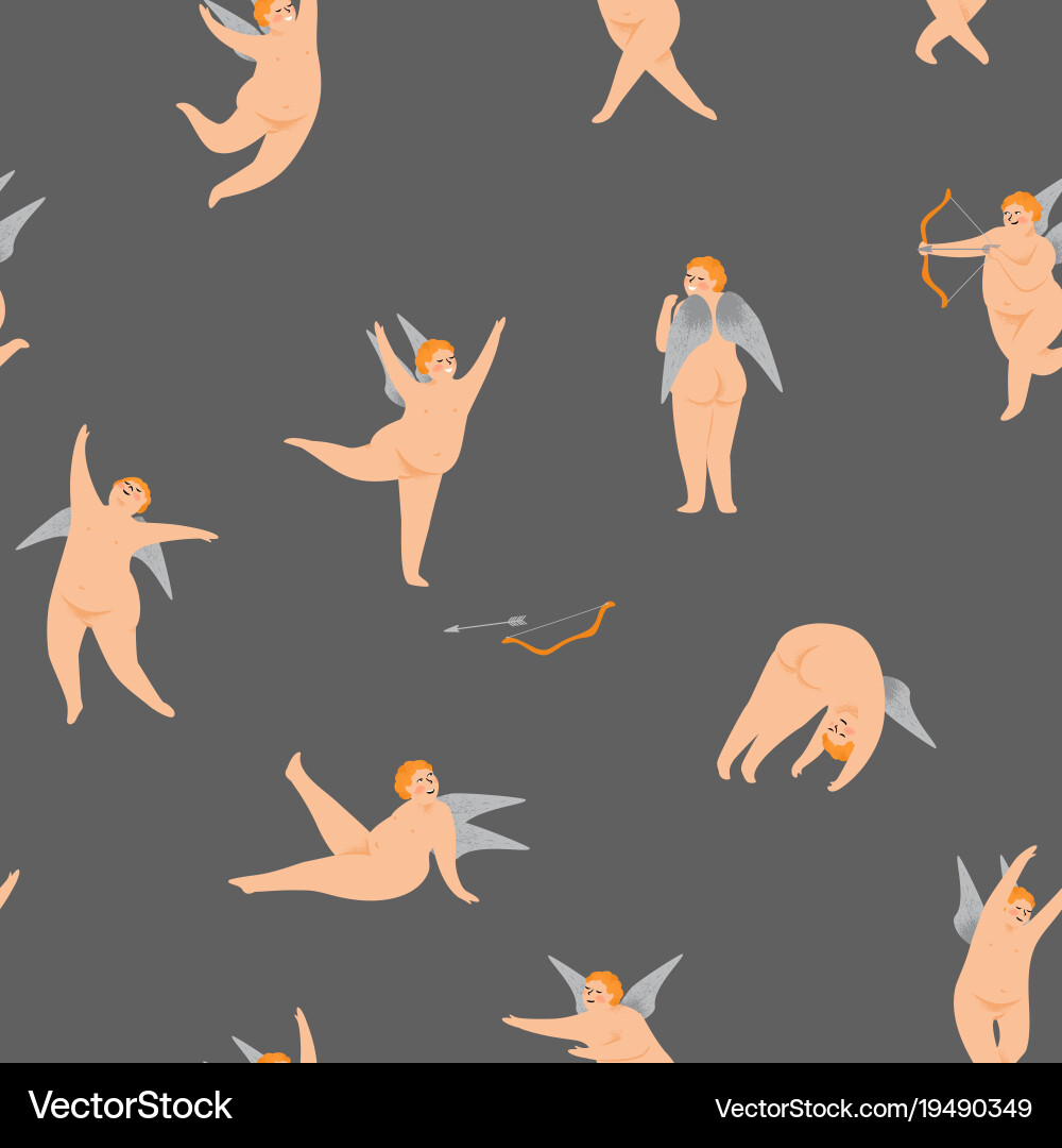 Cute Cupid Pattern - Valentine's Day Vector Image