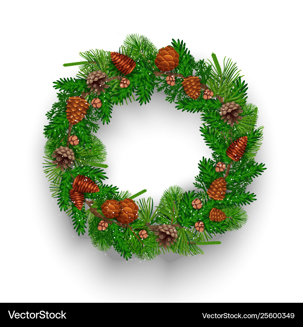 Fir needle wreath composition Fir needle wreath composition vector image