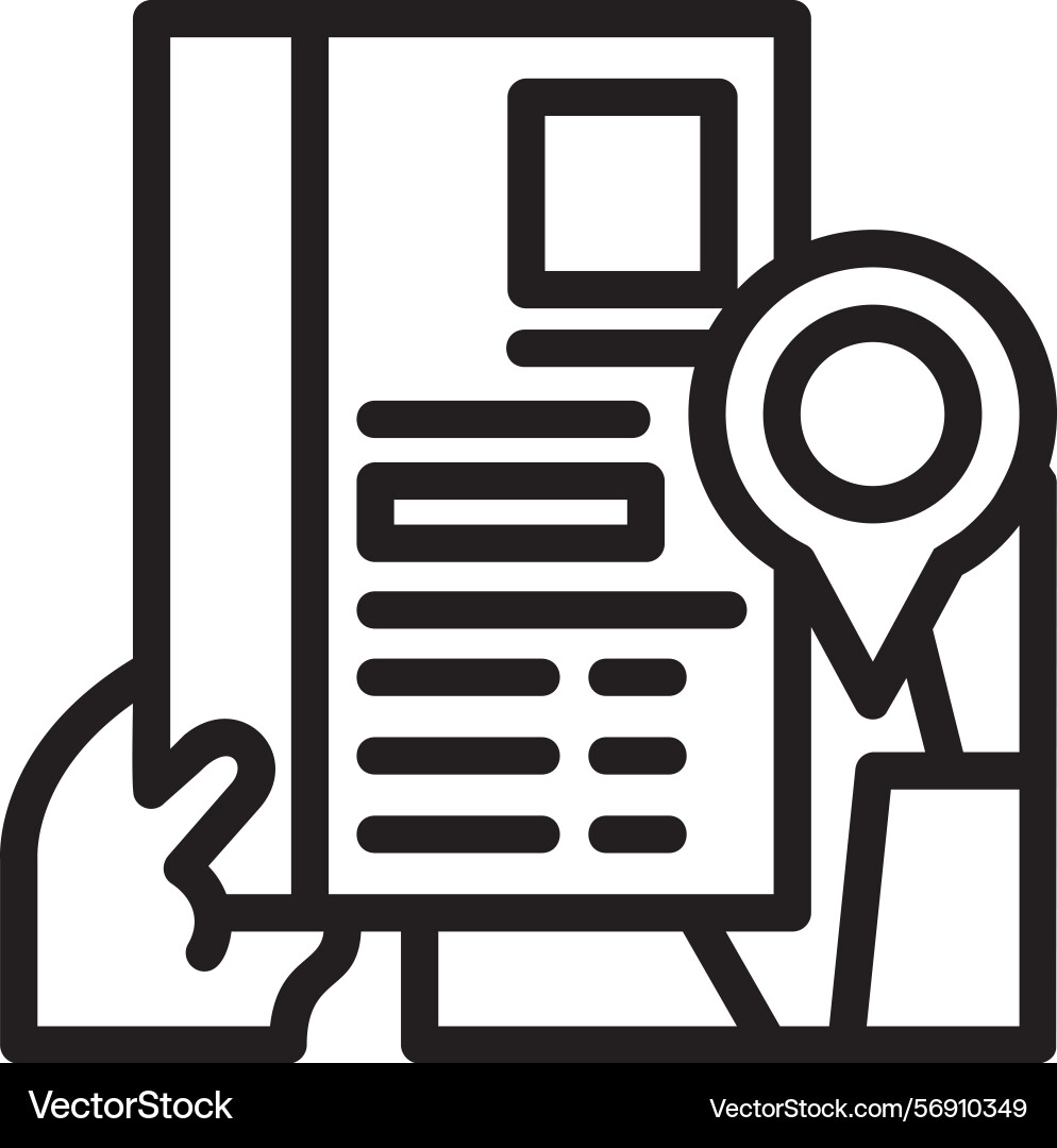 Hand with resume and map linear style icon design vector image
