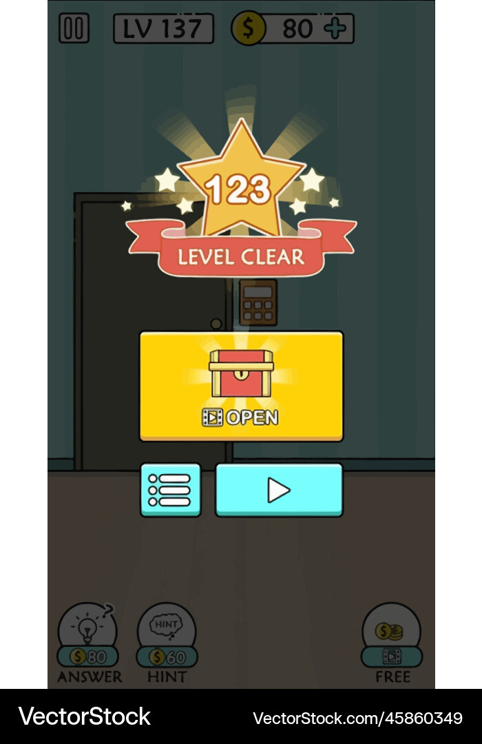 Komplettes Set von Level-Taste Spiel ui Pop-up-Symbol Vektorbild