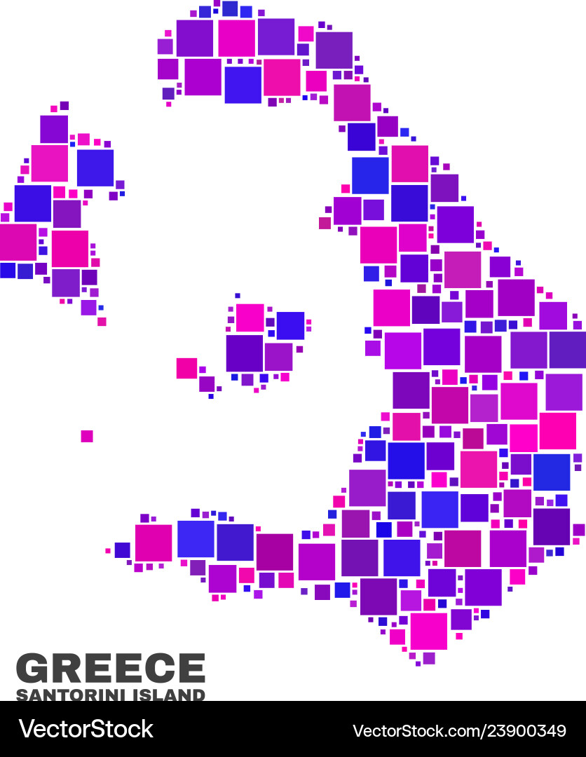 Mosaic santorini island map of square elements vector image