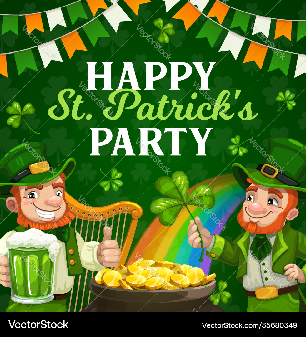 Patricks Day Party Poster irishmen mit Klee Patricks Day Party Poster irishmen mit Klee vektorbild