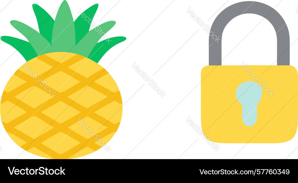 Pineapple with padlock icon design generative ai vector image