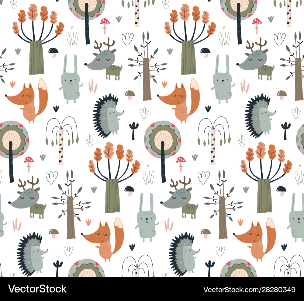 Seamless pattern with hand drawn wild Royalty Free Vector