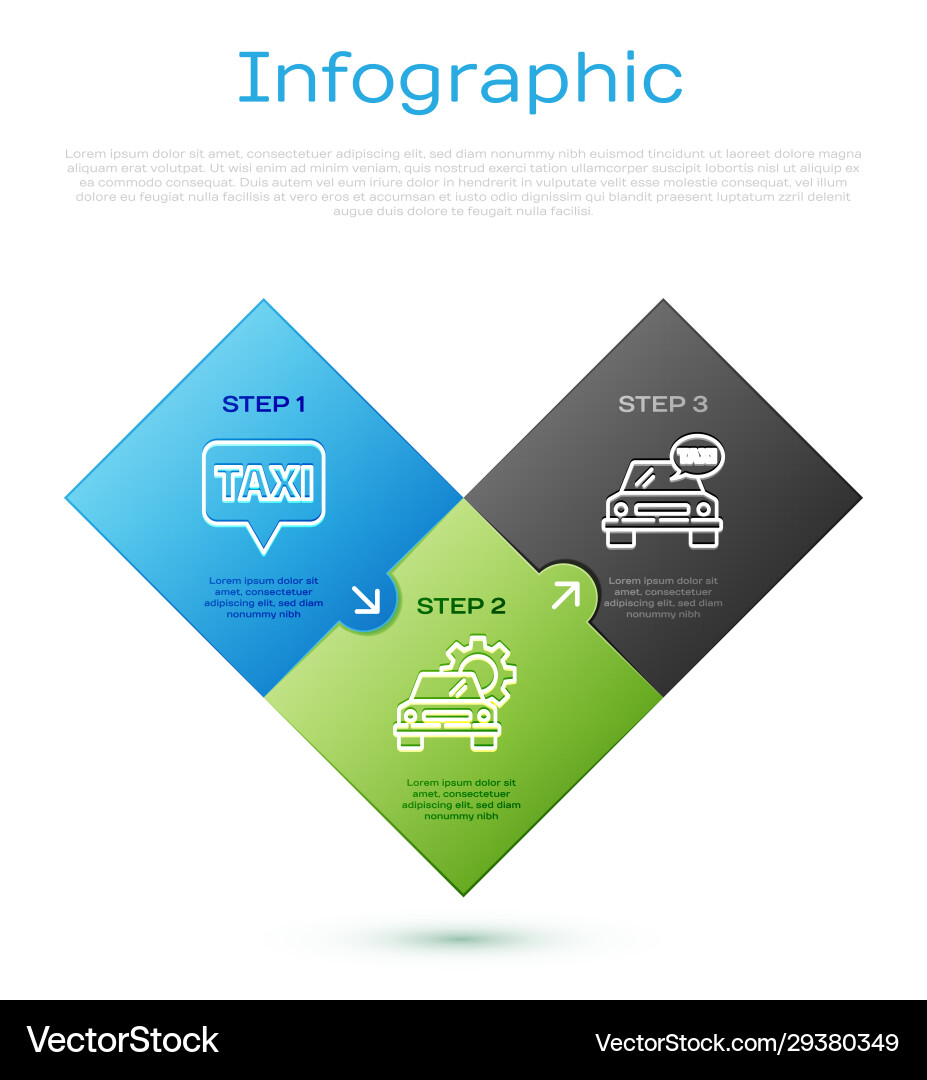 Set line map pointer with taxi car Set line map pointer with taxi car vector image