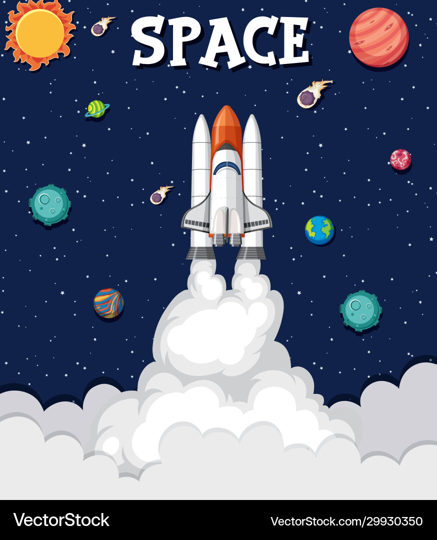 Background theme space with rocket flying Background theme space with rocket flying vector image