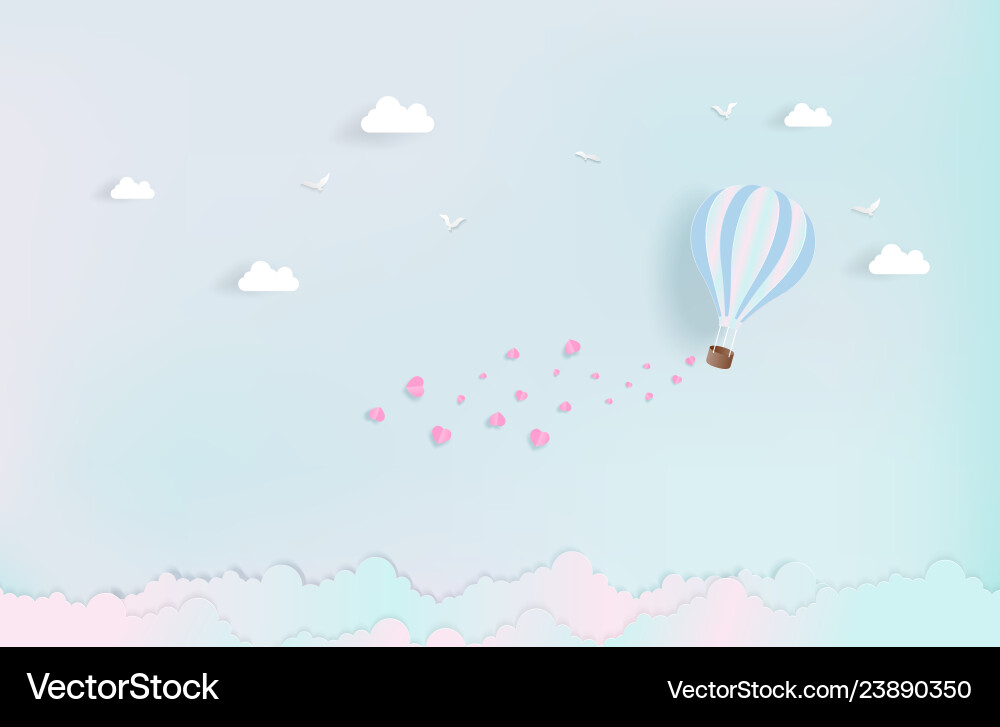 Ballon fliegen über Wolke mit rosa Herz Float Ballon fliegen über Wolke mit rosa Herz Float vektorbild