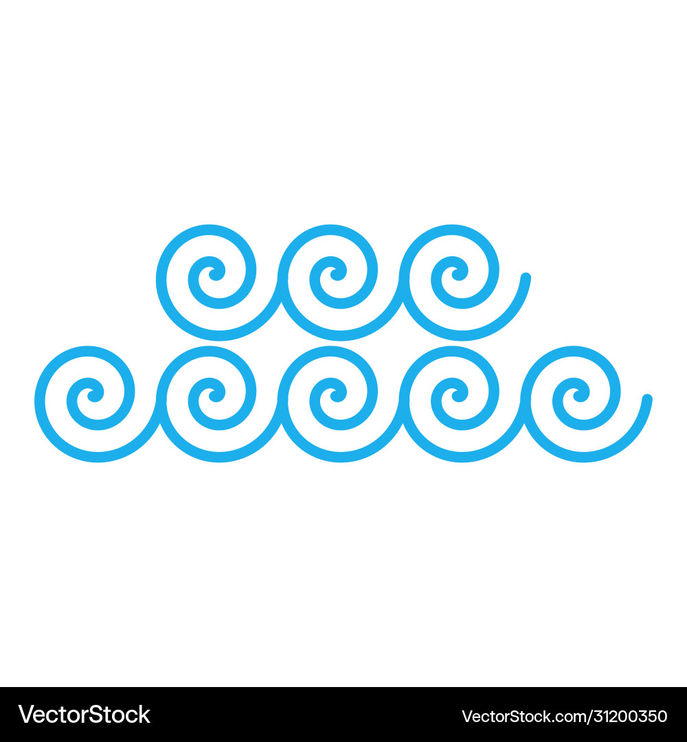 Blue wave pattern or iconocean wawes in linear vector image