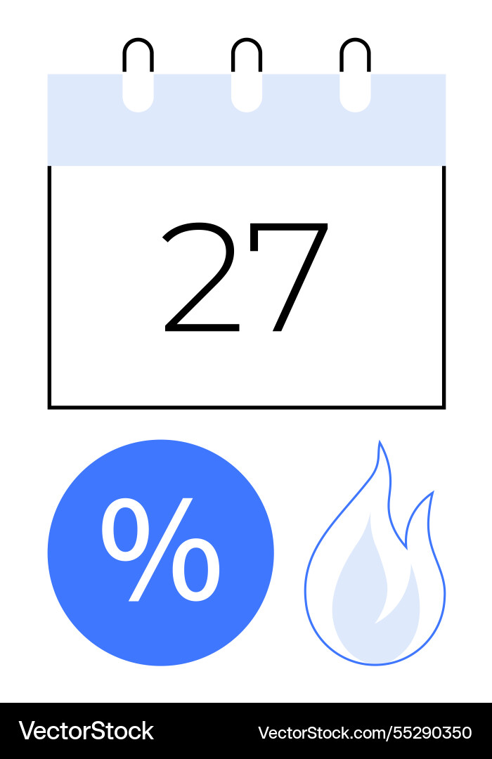 Calendar displaying numeric date with percentage Calendar displaying numeric date with percentage vector image