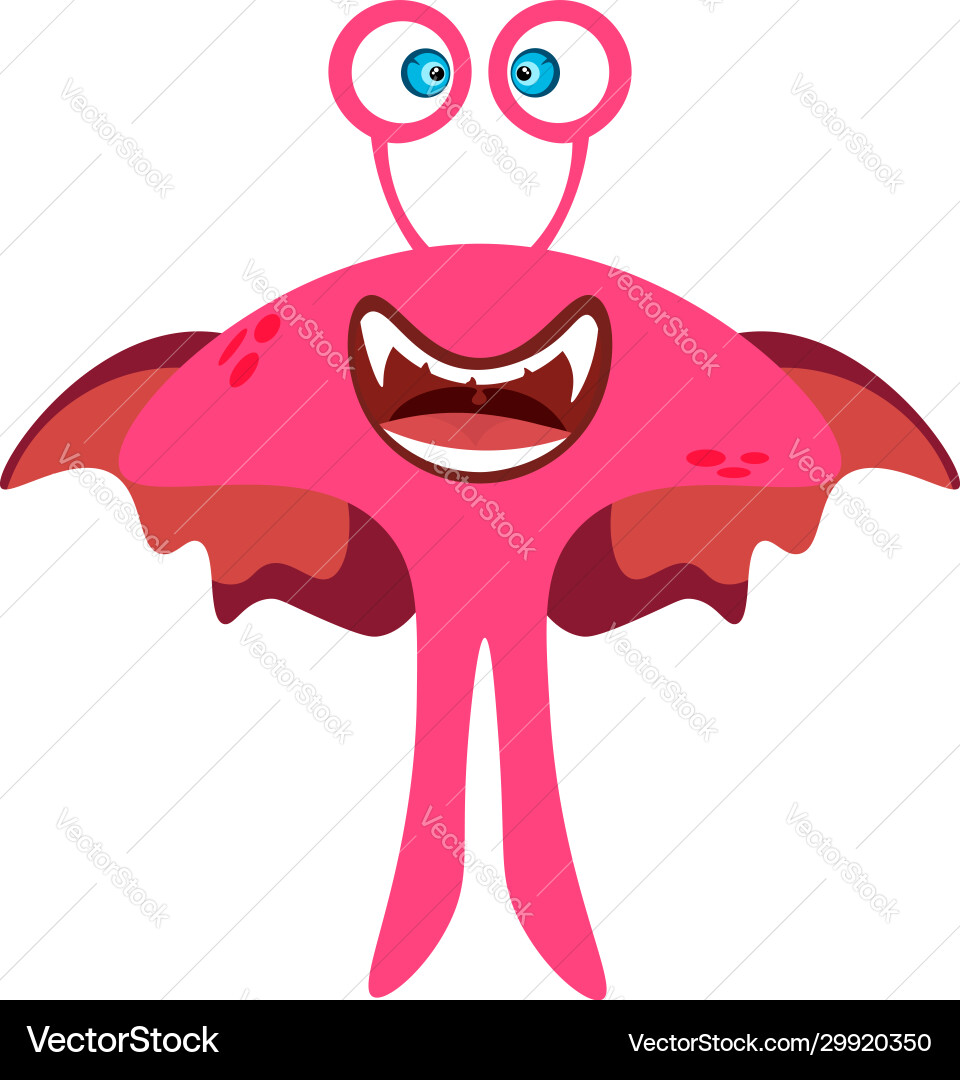 Cartoon flat happy monsters pink icon colorful Cartoon flat happy monsters pink icon colorful vector image