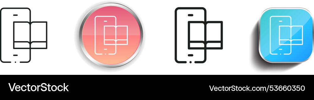 Ebook icon thin linear regular and button style Ebook icon thin linear regular and button style Vector Image