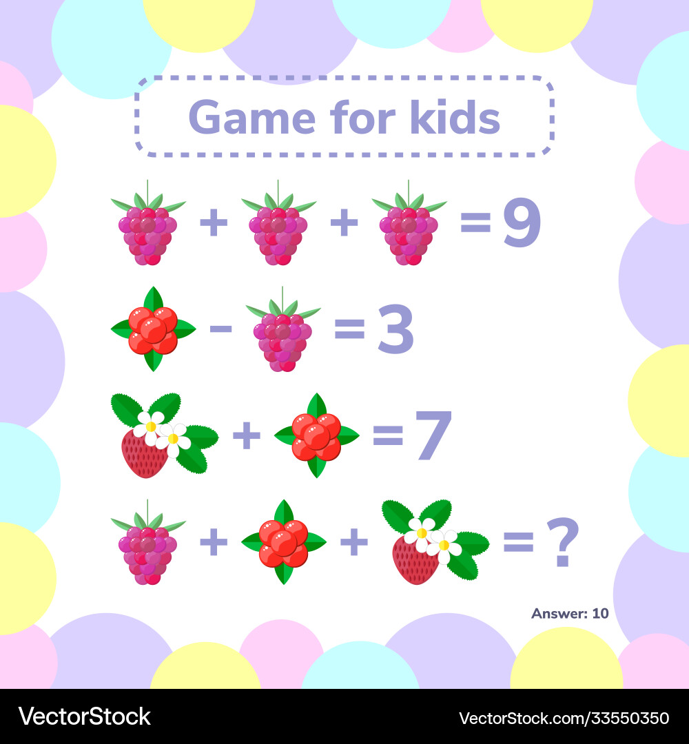 Educational a mathematical game logic task Educational a mathematical game logic task Vector Image