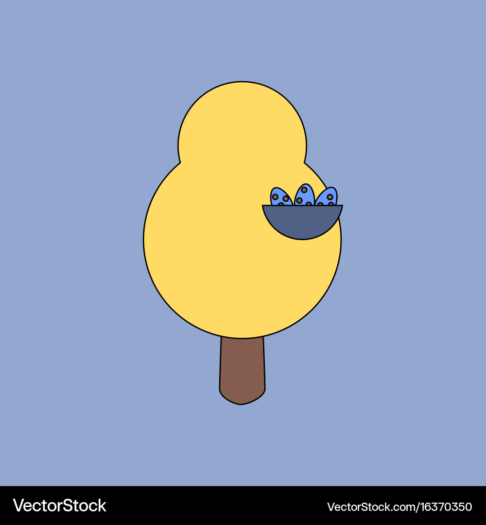 Flat icon design collection tree and nest Vector Image