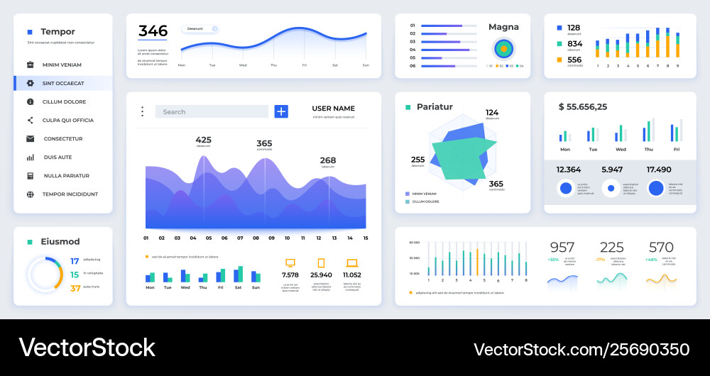 Modern Data Dashboard UI Kit vector image