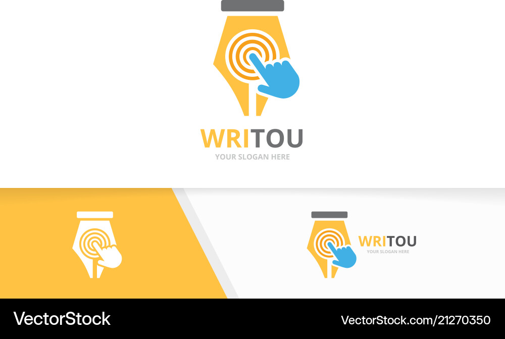 Pen and click logo combination write Pen and click logo combination write vector image