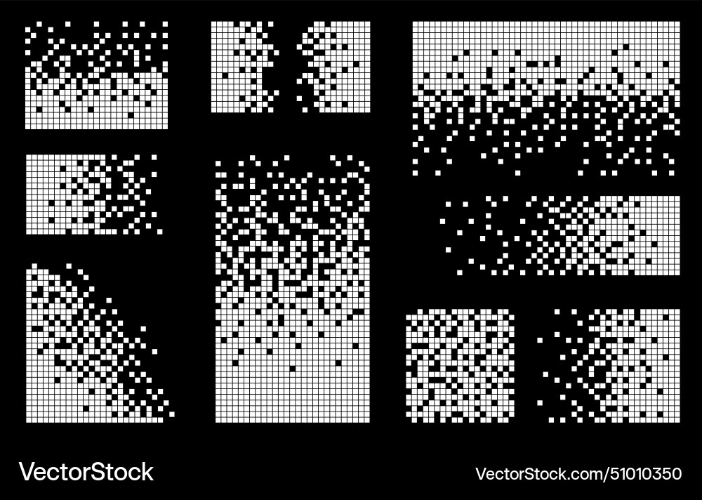 Pixel disintegration background set decay effect Vector Image