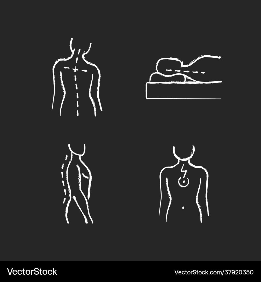 Postural dysfunction chalk white icons set Vector Image