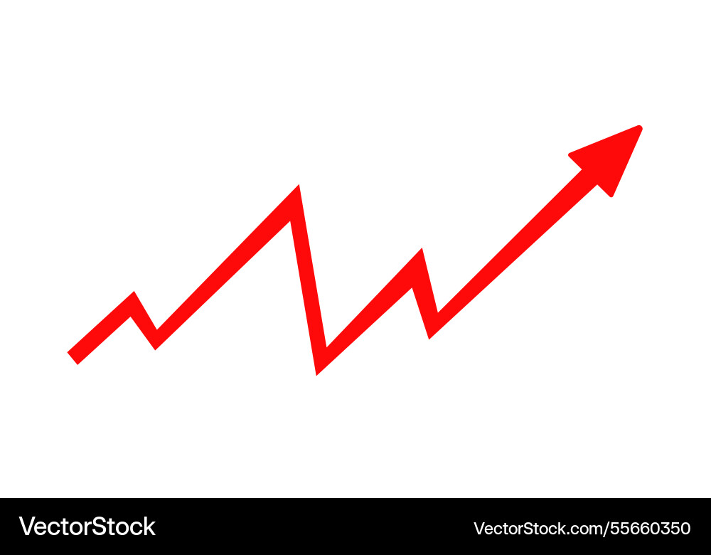 Red zigzag arrow pointing upward showing growth vector image