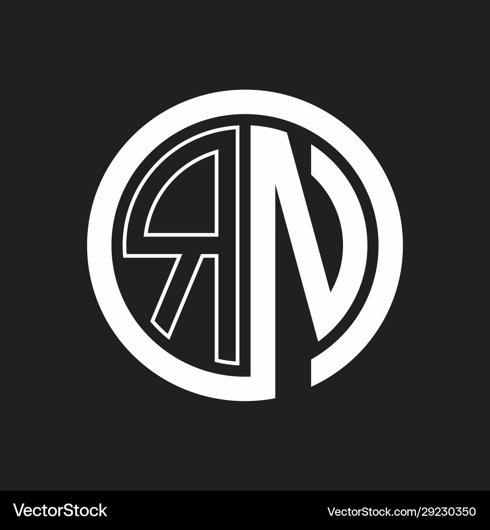 Rn logo with circle rounded negative space design Rn logo with circle rounded negative space design Vector Image