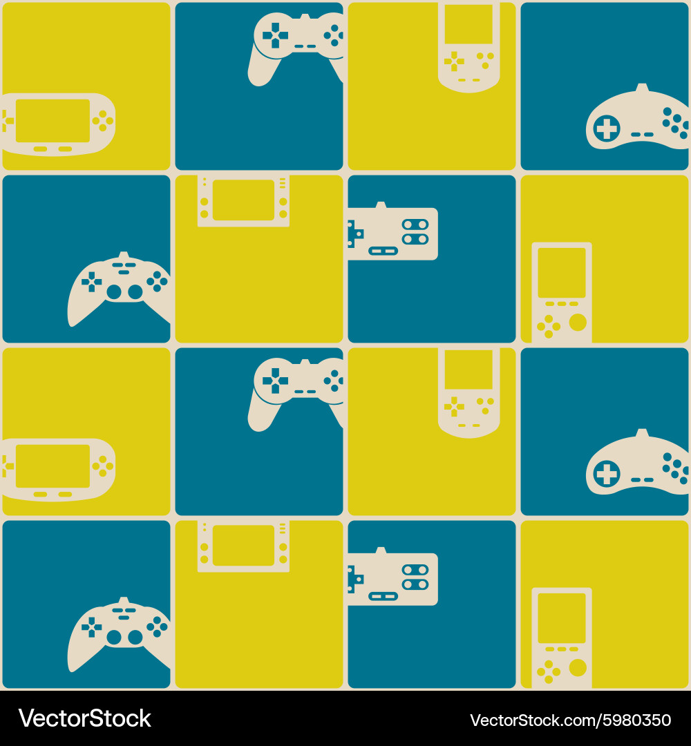 Seamless background with game consoles Royalty Free Vector
