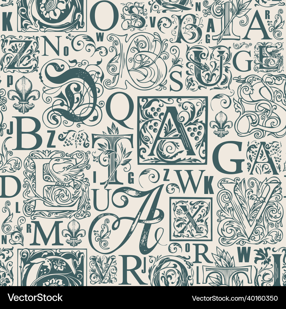 Seamless pattern with capital and initial letters Seamless pattern with capital and initial letters vector image