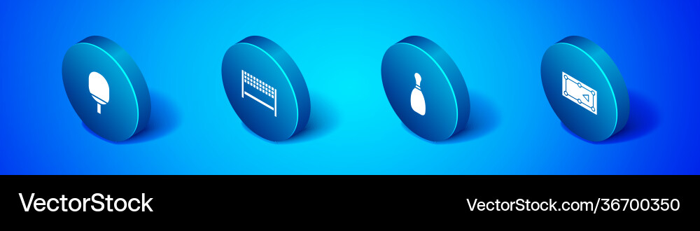 Set isometric racket for playing table tennis Set isometric racket for playing table tennis vector image