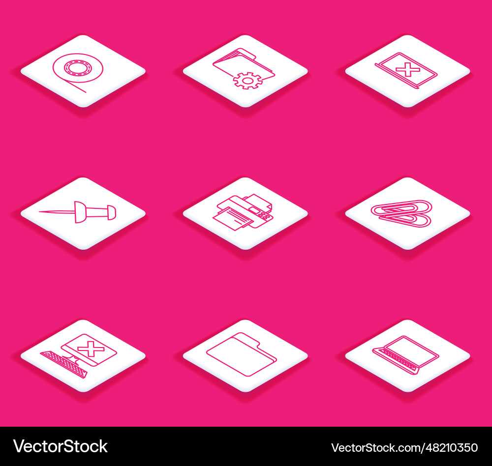 Set line scotch folder settings with gears laptop Set line scotch folder settings with gears laptop vector image