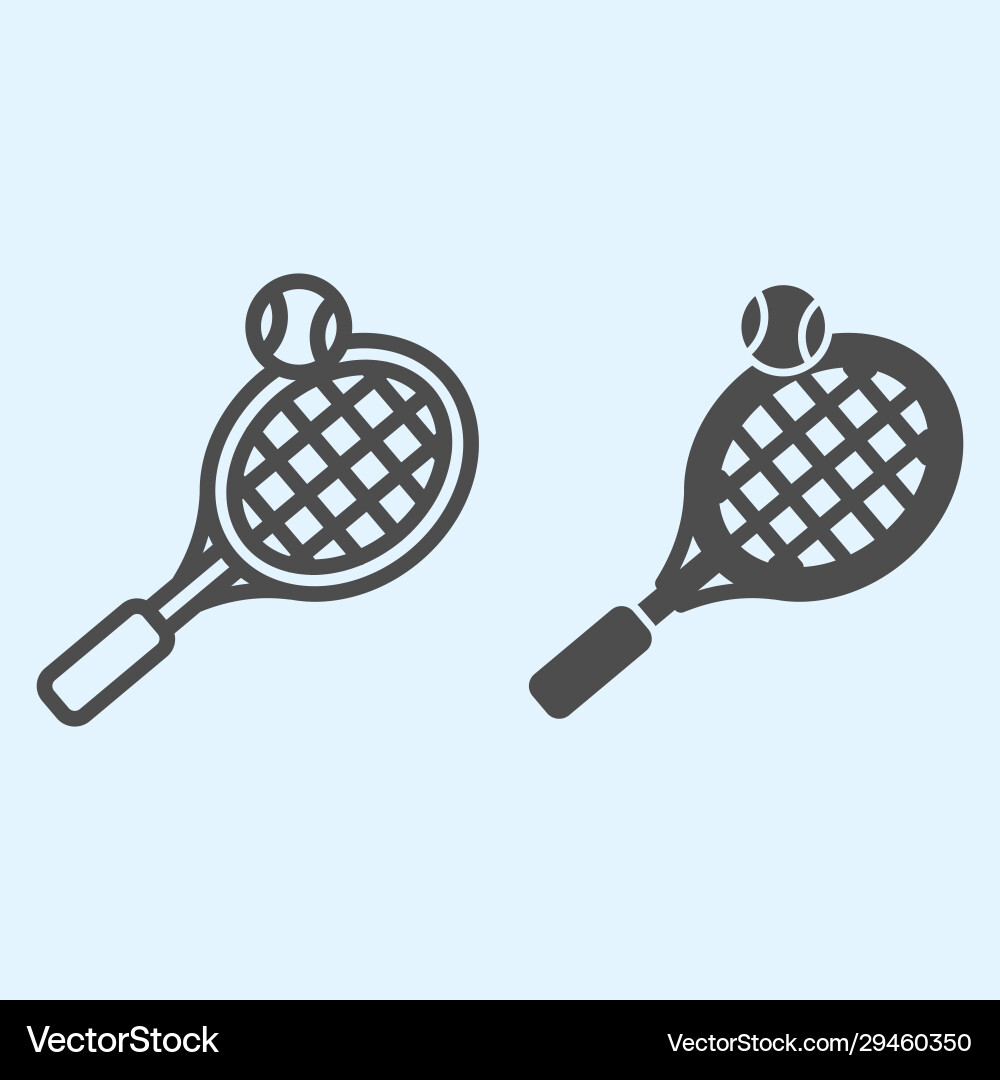 Tennis line and solid icon racket with net Vector Image