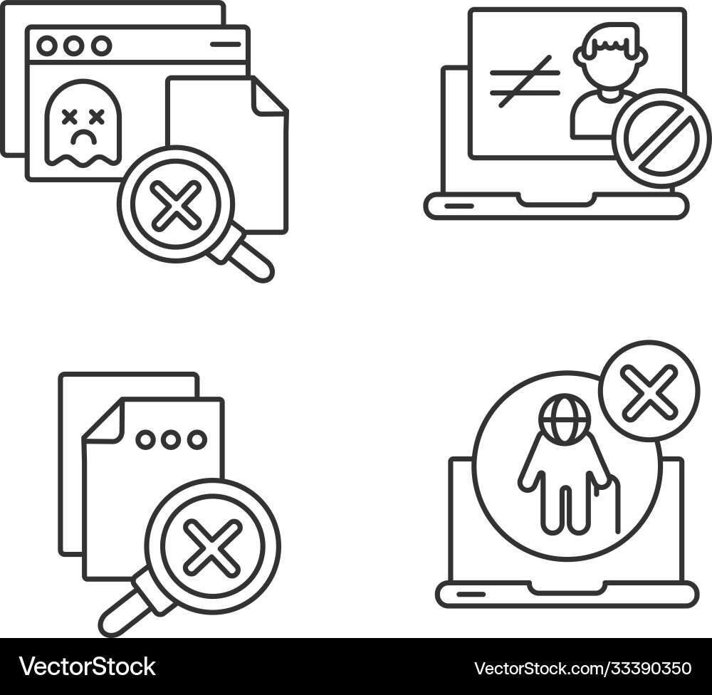 Website errors linear icons set Website errors linear icons set vector image