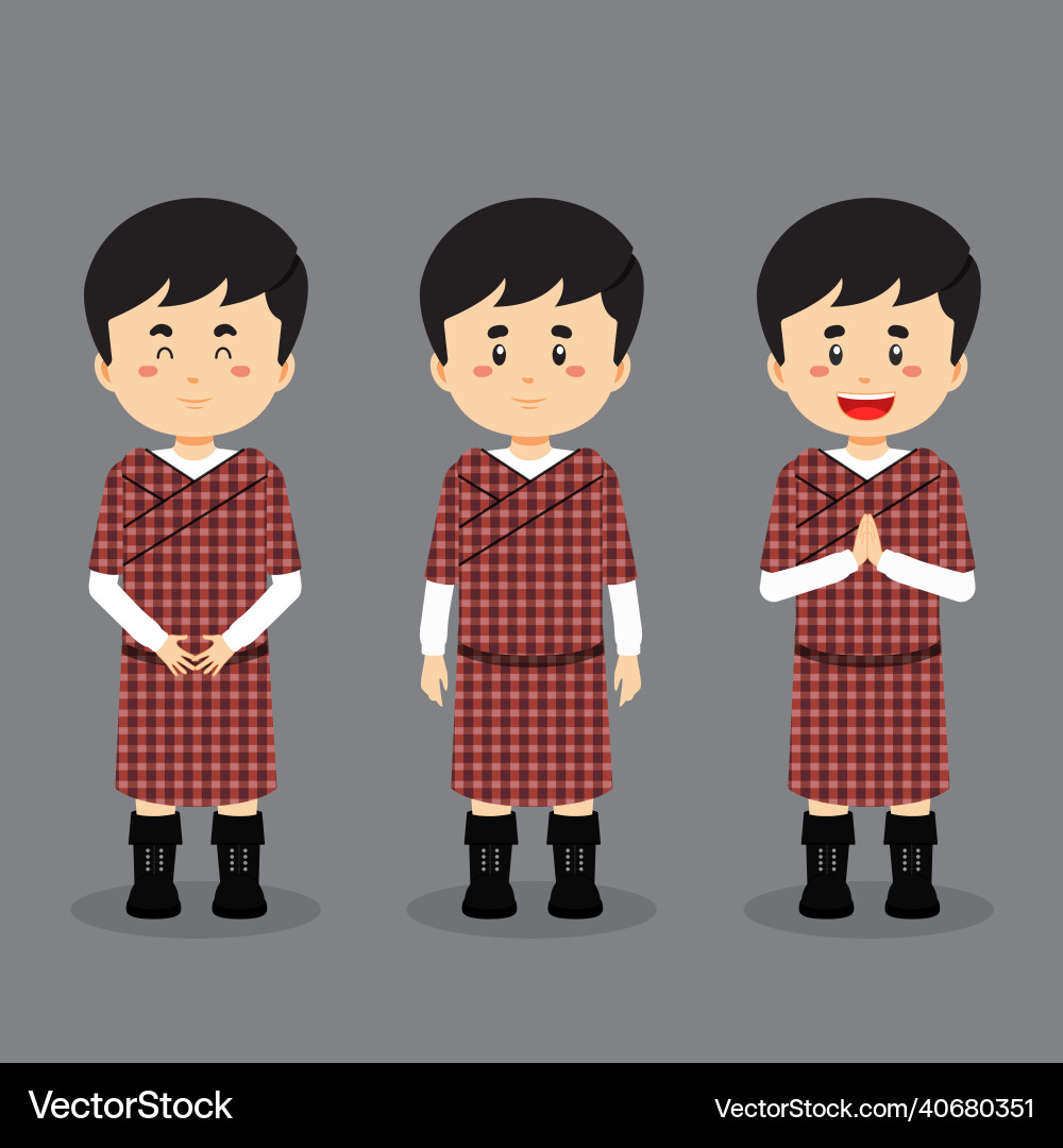 Bhutan character with various expression Vector Image