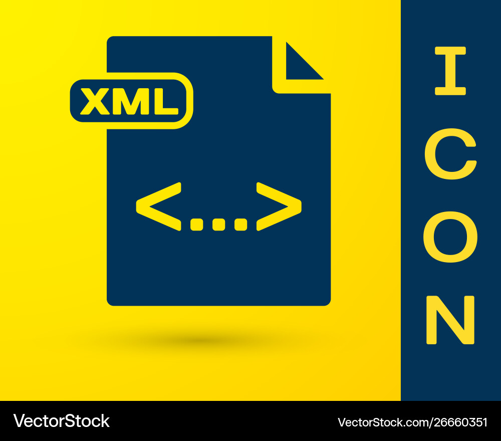 Blue xml file document download button icon Vector Image