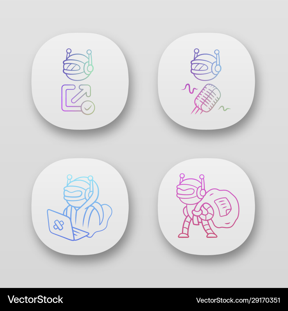 Bot-Typen App-Symbole setzen Hacker Backlink Checker Bot-Typen App-Symbole setzen Hacker Backlink Checker vektorbild