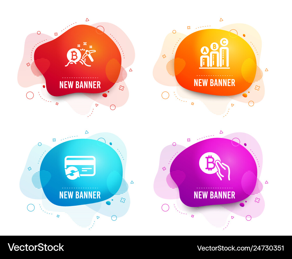 Change card bitcoin mining and graph chart icons Vector Image