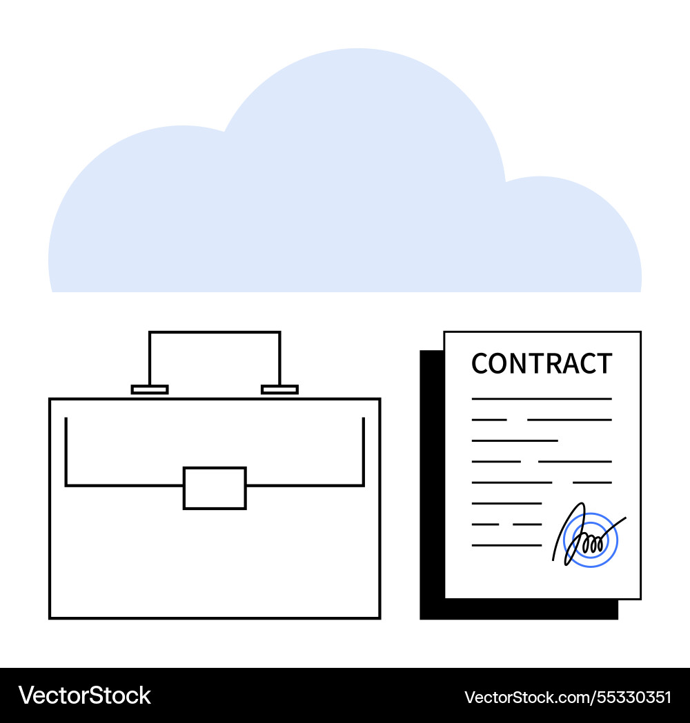 Cloud storage for contracts with a briefcase Cloud storage for contracts with a briefcase vector image