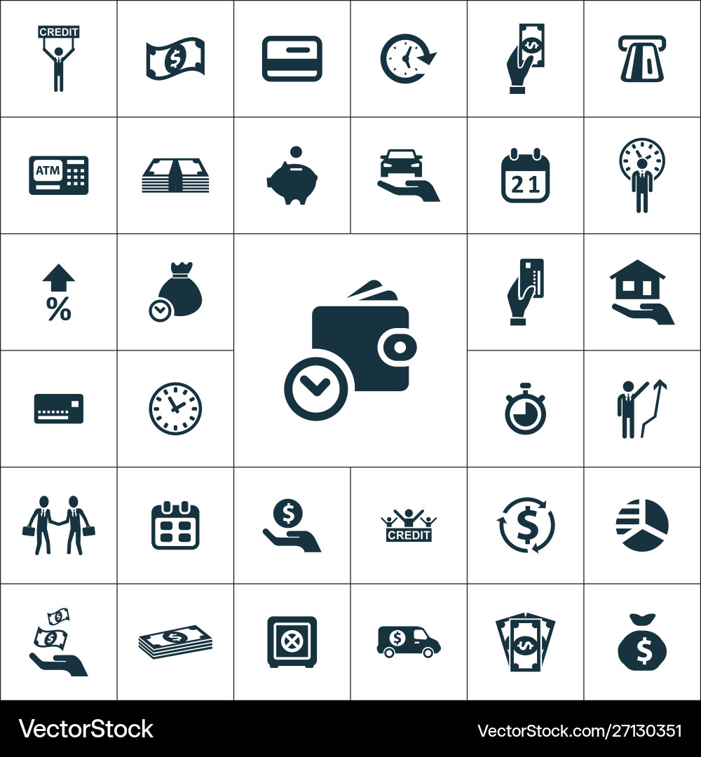 Credit icons universal set for web and ui vector image