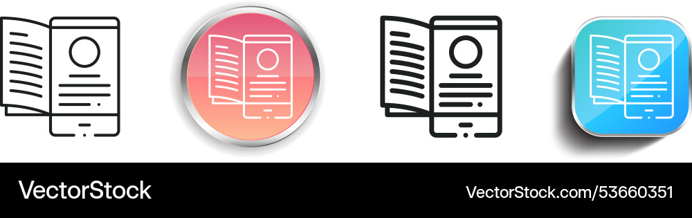 Ebook icon thin linear regular and button style Vector Image