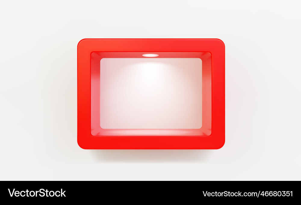 Empty red rounded rectangular shelf or niche vector image